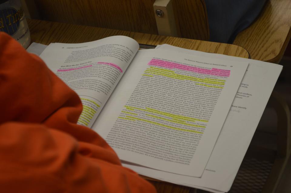 While technology is a challenge in all prison classes, some elements of college are the same inside a prison as on campus.