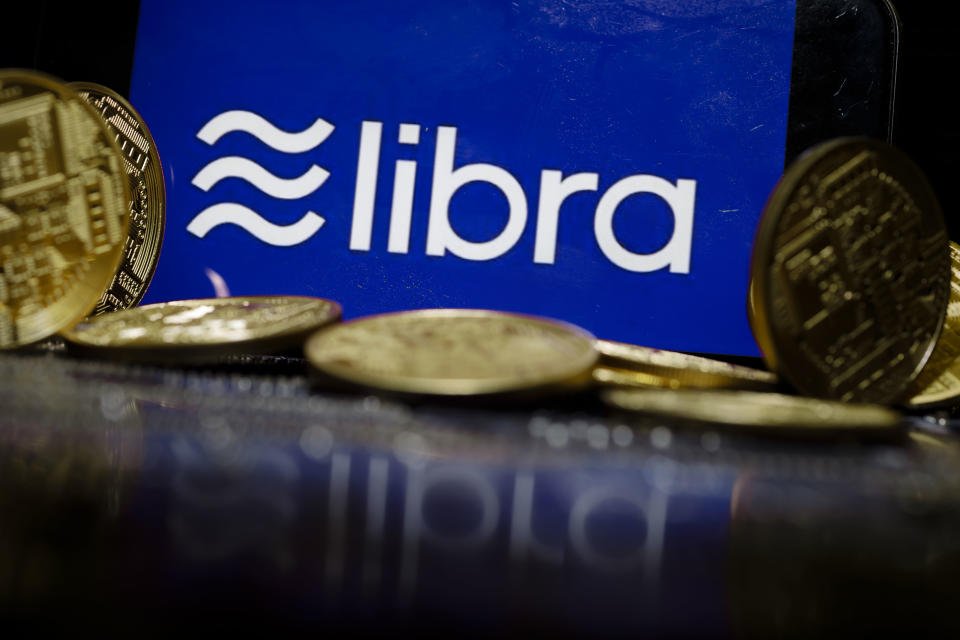 BERLIN, GERMANY - OCTOBER 01: The logo of the crypto currency Libra is displayed on a smartphone on October 01, 2019 in Berlin, Germany. (Photo Illustration by Thomas Trutschel/Photothek via Getty Images)