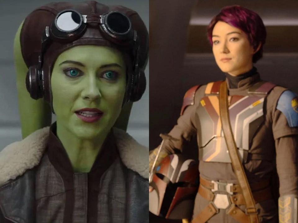 Mary Elizabeth Winstead as Hera Syndulla and Natasha Liu Bordizzo as Sabine Wren in "Ahsoka."