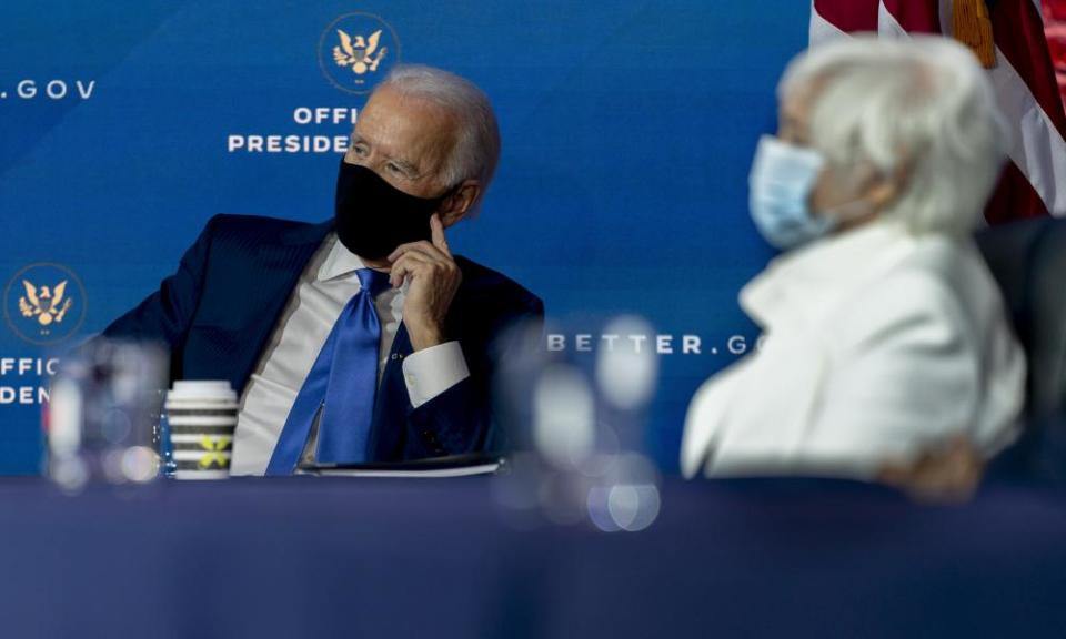 Biden and Yellen in Wilmington on Tuesday.