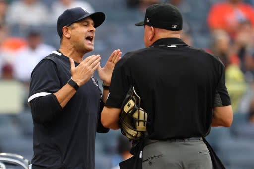 用「次等陣容」就輾壓藍鳥王牌　洋基教頭布恩（Aaron Boone）有一套。法新社