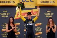 Cycling - Tour de France - The 231-km Stage 7 from Fougeres to Chartres - July 13, 2018 - LottoNL-Jumbo rider Dylan Groenewegen of the Netherlands celebrates winning the stage. REUTERS/Stephane Mahe