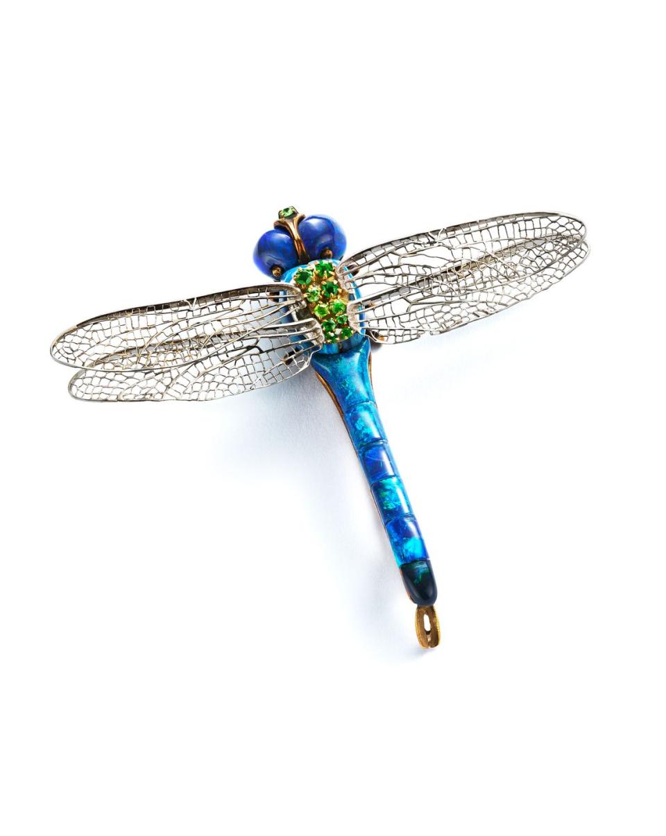 dragonfly brooch, 1904, designed by julia munson under the direction of louis comfort tiffany