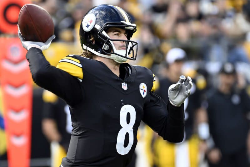 Pittsburgh Steelers quarterback Kenny Pickett throws a pass against the Arizona Cardinals on Sunday at Acrisure Stadium in Pittsburgh. Photo by Archie Carpenter/UPI