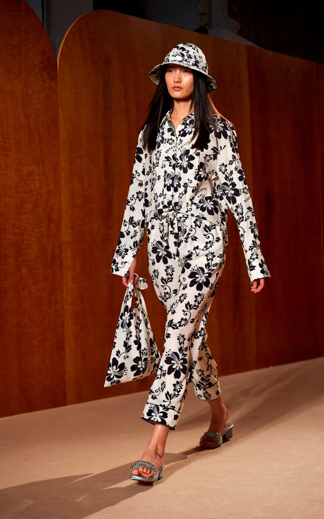 A matchy printed look from Alexa Chung's debut LFW catwalk collection - AFP