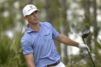 Billy Horschel watches his tee shot on the second hole during the third round of the Workday Championship golf tournament, Feb. 27, 2021, in Bradenton, Fla. (AP Photo/Phelan M. Ebenhack)