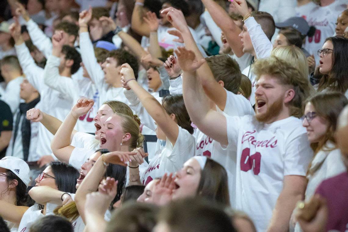 A crowd of 4,066 in Richmond cheers on the Colonels against Florida Gulf Coast on Wednesday night. EKU has won 64 of 84 home games since A.W. Hamilton became head coach prior to the 2018-19 season. Ryan C. Hermens/rhermens@herald-leader.com