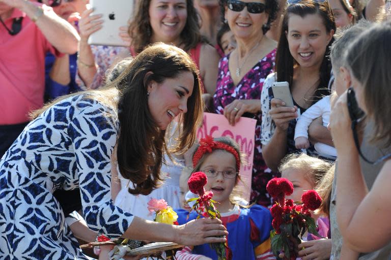 The Duchess of Cambridge meets with children in Winmalee in the Blue Mountains, west of Sydney on April 17, 2014