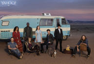 <p>Meet the supernatural citizens of the Texas town at the center of the new NBC series, which is based on a trilogy by Charlaine Harris in front of psychic Manfred’s motorhome. In the show, Manfred summons his long-gone grandma’s soul for advice and companionship in that house on wheels. In real life, executive producer Monica Owusu-Breen has dreams of parking it at her house after the show concludes. “I want his RV in my front yard to be my office. My neighbors probably wouldn’t enjoy it, but I sure would.” (<em>From left:</em><em>Dylan Bruce as Bobo, Parisa Fitz-Henley as Fiji, Peter Mensah as Lemuel, Arielle Kebbel as Olivia, Sarah Ramos as Creek, Francois Arnaud as Manfred, Yul Vazquez as Rev. Sheehan, Jason Lewis as Joe.</em>)<br>(Photo: Virginia Sherwood/NBC) </p>