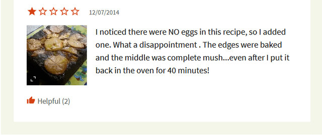 "I noticed there were NO eggs in this recipe, so I added one."