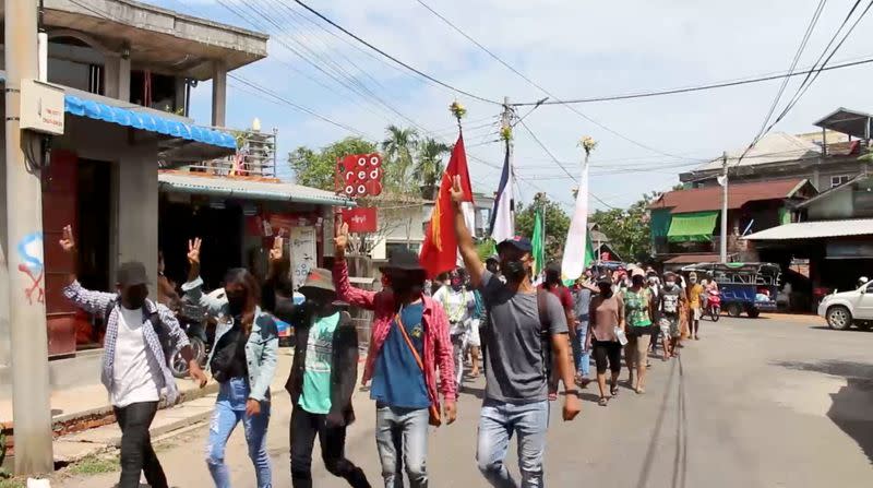 Protest against the military coup, in Dawei