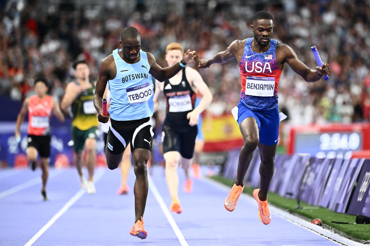 Paris Olympics U.S. men win 4x400 in Olympic record time.