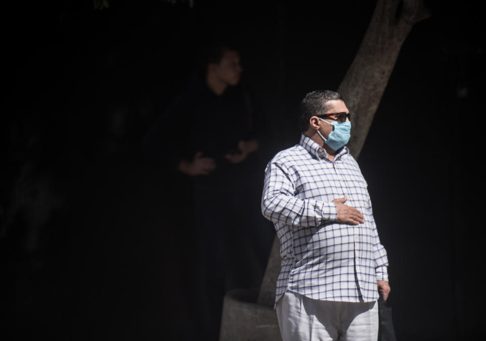 CAIRO, April 19, 2020 .A man wearing a face mask is seen on a street in Cairo, Egypt, on April 19, 2020. Egypt has so far confirmed 3,032 COVID-19 cases, including 224 deaths and 701 recoveries. (Photo by Wu Huiwo/Xinhua via Getty) (Xinhua/Wu Huiwo via Getty Images)