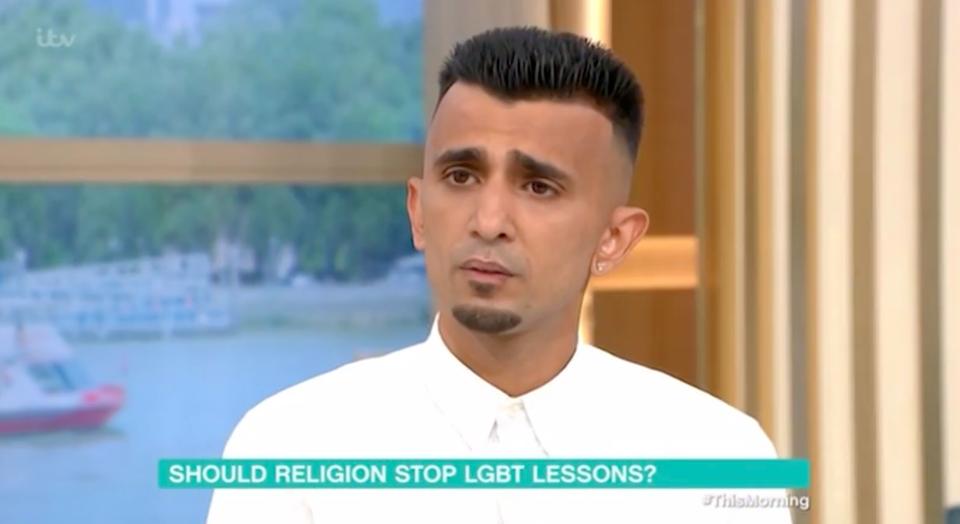 Shakeel Afsar is leading the protests against LGBTQ+ education at a primary school in Birmingham (ITV)