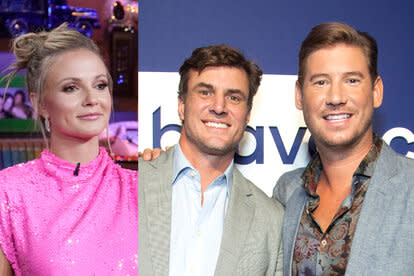 Split of Taylor Anne Green on WWHL and Shep Rose and Austen Kroll at Bravocon 2022.