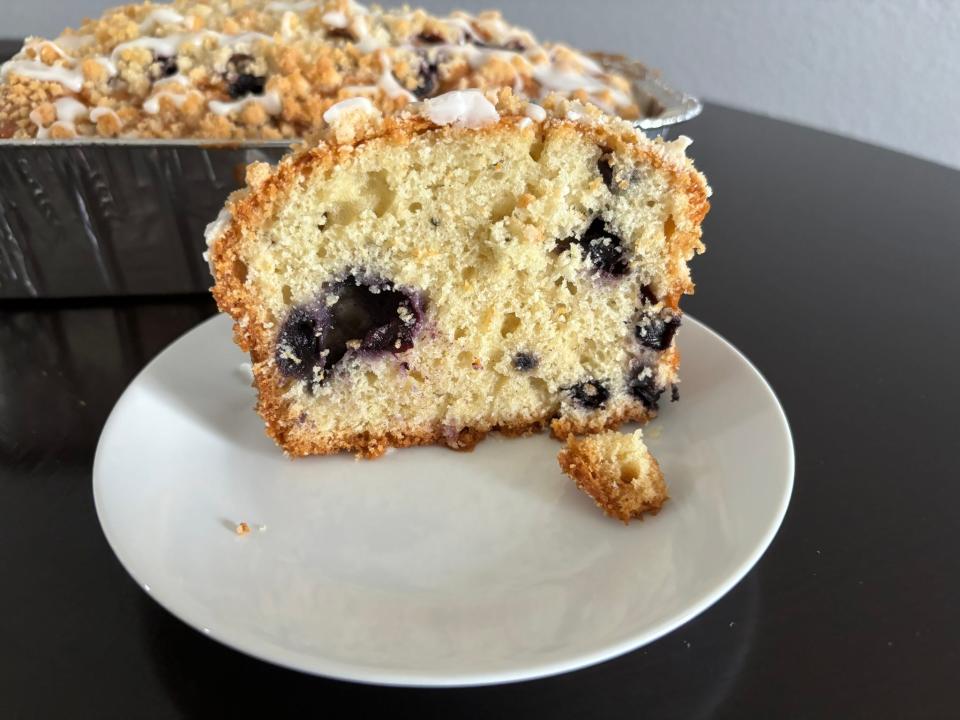 Slice of Kirkland Signature bakery lemon-blueberry loaf