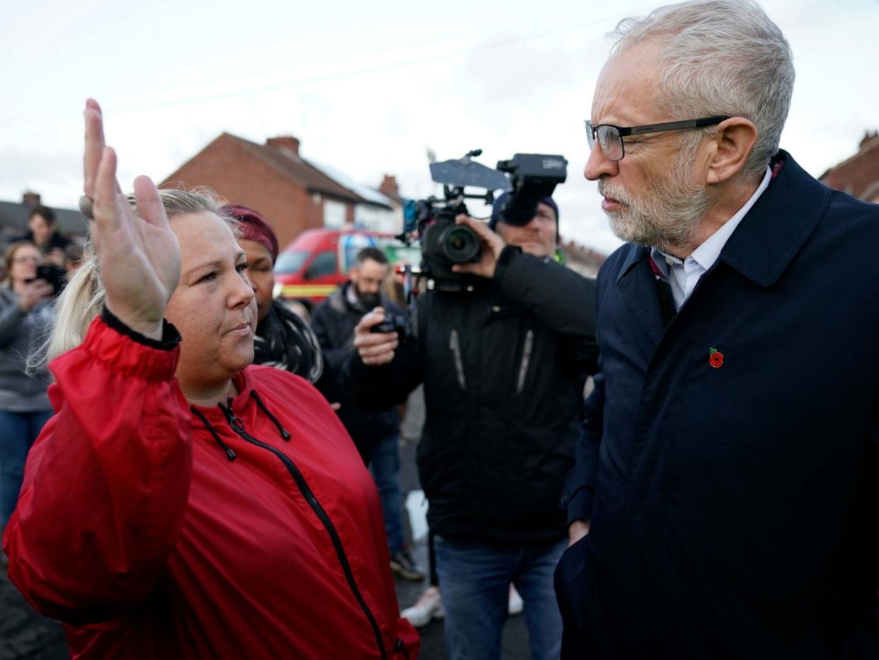 Jeremy Corbyn meets families and volunteers in flood-hit Doncaster, South Yorkshire: Getty