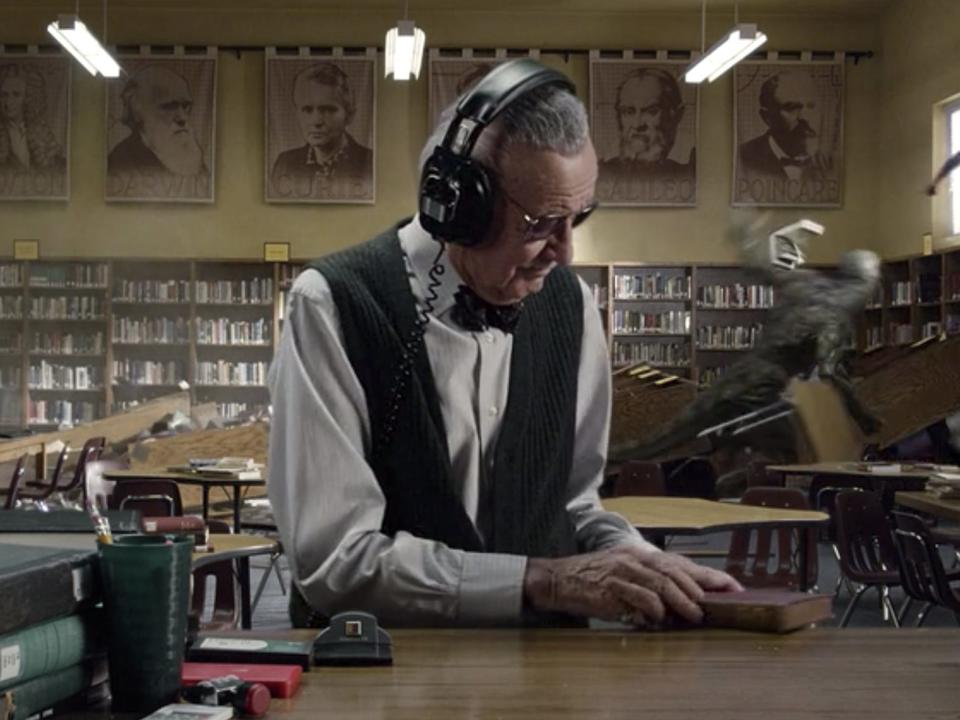 Stan Lee in a library in "The Amazing Spider-Man."