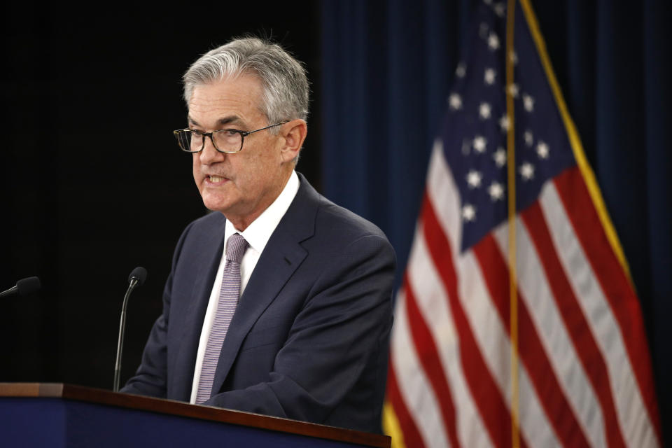 Federal Reserve Board Chair Jerome Powell speaks at a news conference following a two-day meeting of the Federal Open Market Committee, Wednesday, Sept. 18, 2019, in Washington. (AP Photo/Patrick Semansky)