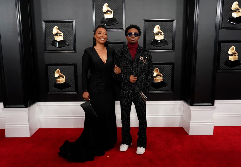 62nd Grammy Awards – Arrivals – Los Angeles, California, U.S., January 26, 2020 - Roddy Ricch and guest