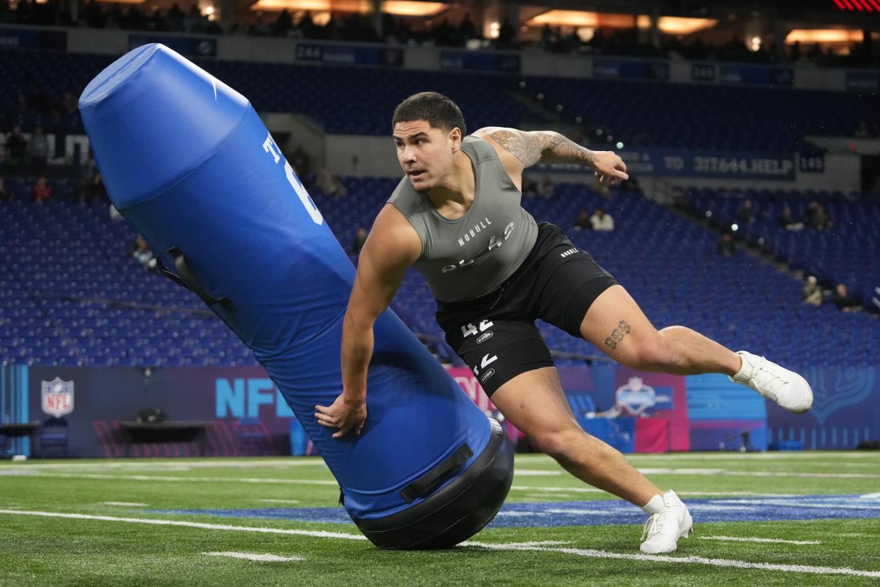 Indianapolis Colts rookie defensive end Laiatu Latu could be expected to be the team's top third-down edge rusher this season.