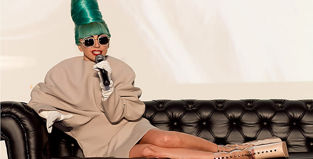 Lady Gaga answers questions when she was down in Singapore. (Yahoo! photo)
