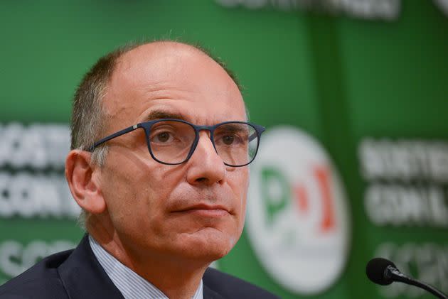 Enrico Letta at the press conference comments on the results of the ballots in Rome and in other Italian municipalities during the News Roberto Gualtieri is the new mayor of the Capital on October 18, 2021 at the Rome in Rome, Italy (Photo by Gloria Imbrogno/LiveMedia/NurPhoto via Getty Images) (Photo: NurPhoto via Getty Images)