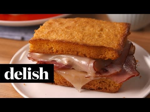 Honey Cornbread Sandwich with Country Ham and Swiss