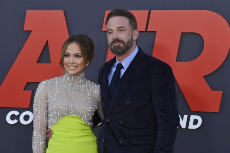 Jennifer Lopez (L) and Ben Affleck attend the Los Angeles premiere of "Air" in March. File Photo by Jim Ruymen/UPI