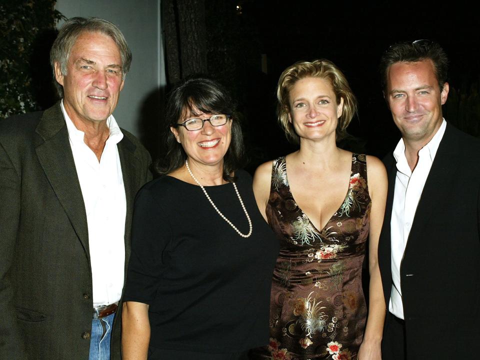 Actor Matthew Perry R) and father John Bennett Perry, Executive Producers of the new play 'The Whole Banana', pose with his wife Debbie Bennett Perry (2nd from R) and play director Kim Maxwell-Brown at The Court Theater on October 4, 2003 in Los Angeles, California. Actor Matthew Perry R) and father John Bennett Perry, Executive Producers of the new play 'The Whole Banana', pose with his wife Debbie Bennett Perry (2nd from R) and play director Kim Maxwell-Brown at The Court Theater on October 4, 2003 in Los Angeles, California.