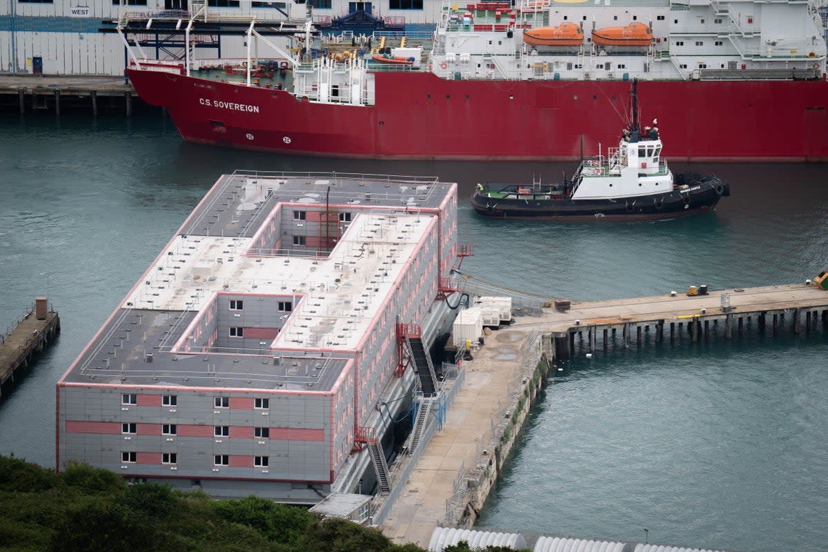 Alternative sites for asylum accommodation include the Bibby Stockholm barge off Portland in Dorset (PA Archive)