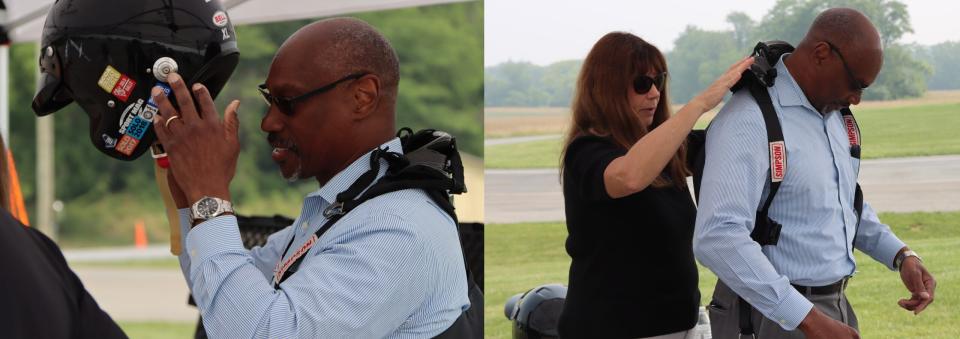 Assistant Secretary Smith prepares to test drive the HD SUV prototype. <em>Department of State</em>