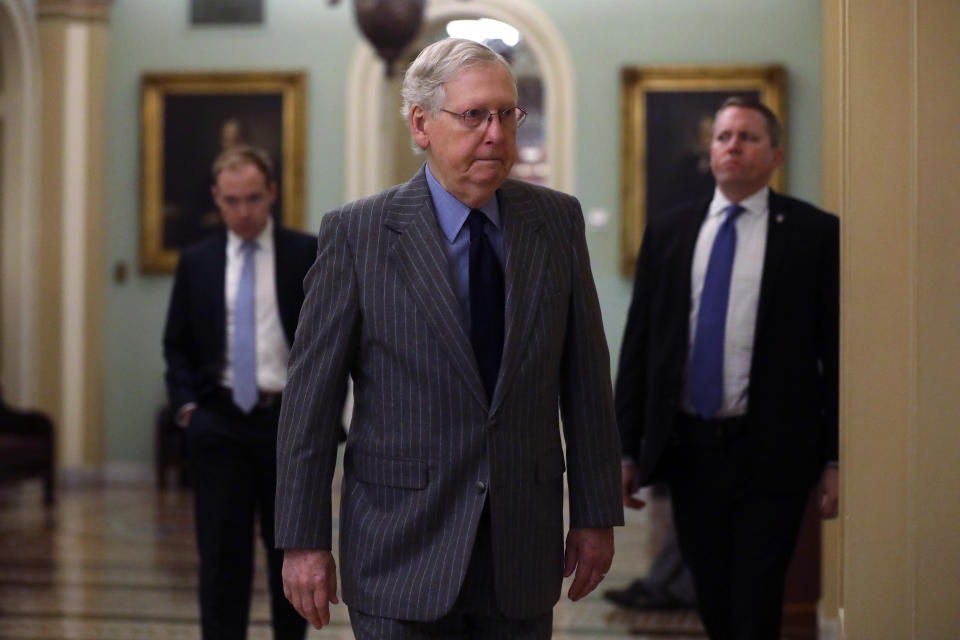 Senate Majority Leader Sen. Mitch McConnell (R-KY) arrives at the U.S. Capitol January 15, 2020 in Washington, DC.  (Photo: Alex Wong/Getty Images)