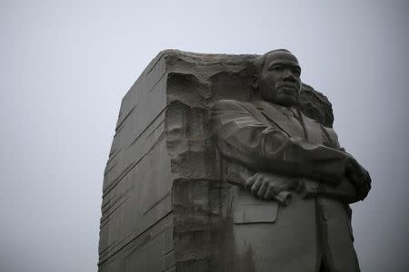 The Martin Luther King Jr. Memorial is pictured during a steady rain in Washington January 18, 2015. REUTERS/Jonathan Ernst