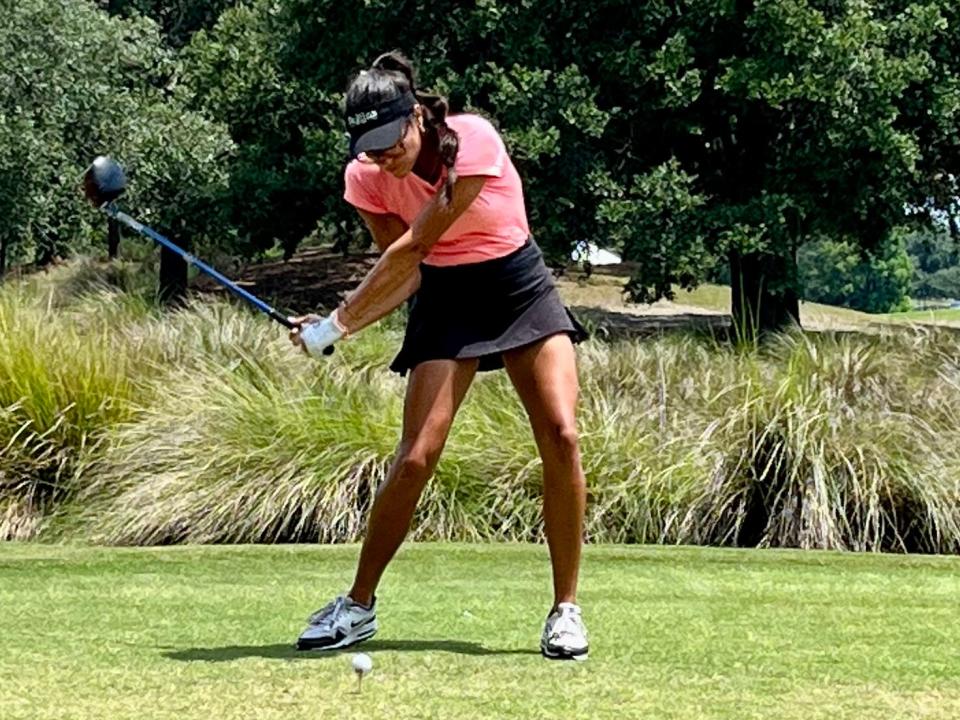 Elizabeth Kondal of St. Augustine bears down on her tee shot at the 10th hole of the King & Bear on Wednesday during the first round of the First Coast Women's Amateur.