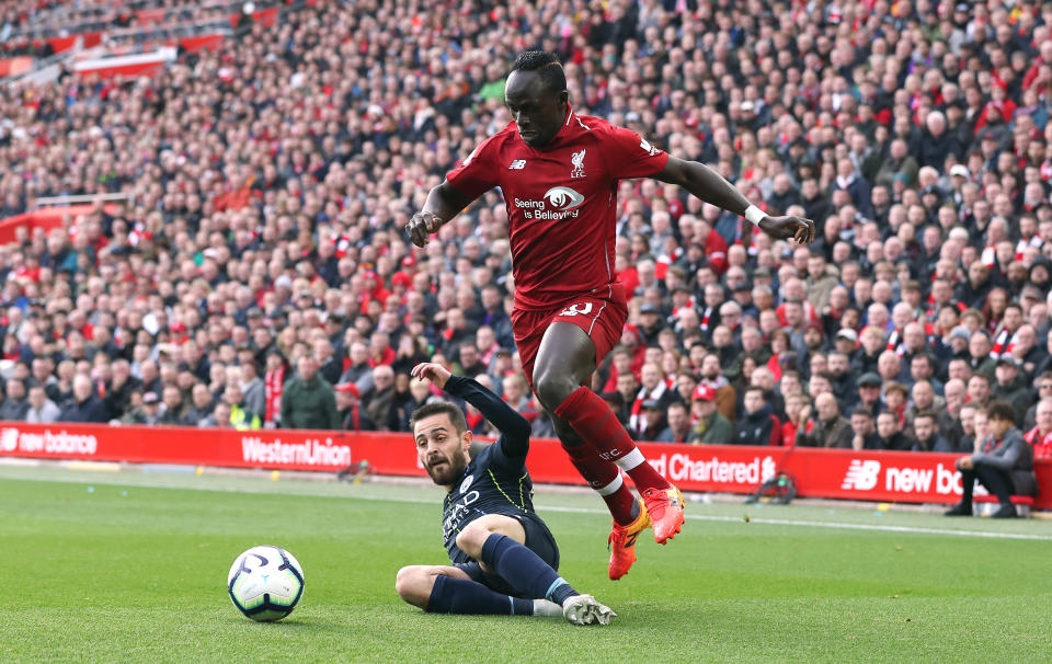 Sadio Mane was a threat down the Liverpool left, but City’s defence managed to nullify the marauding Liverpool man