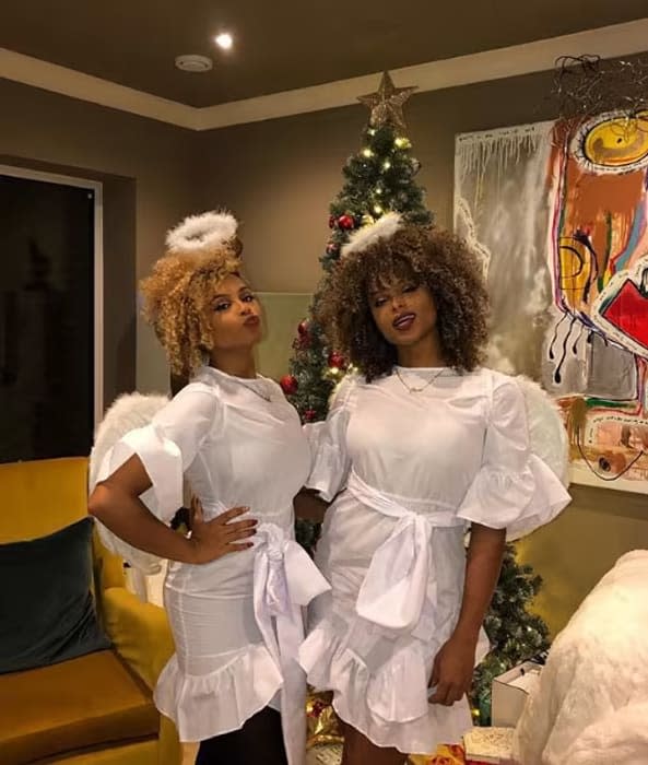 fleur east dressed as a angel inside lounge