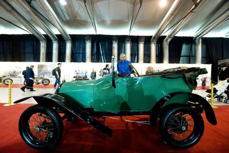 A Bebe Peugeot (1913) is displayed at the exhibition 'His Emperor Majestry Garage' of 50 old cars, in Moscow on March 10, 2017