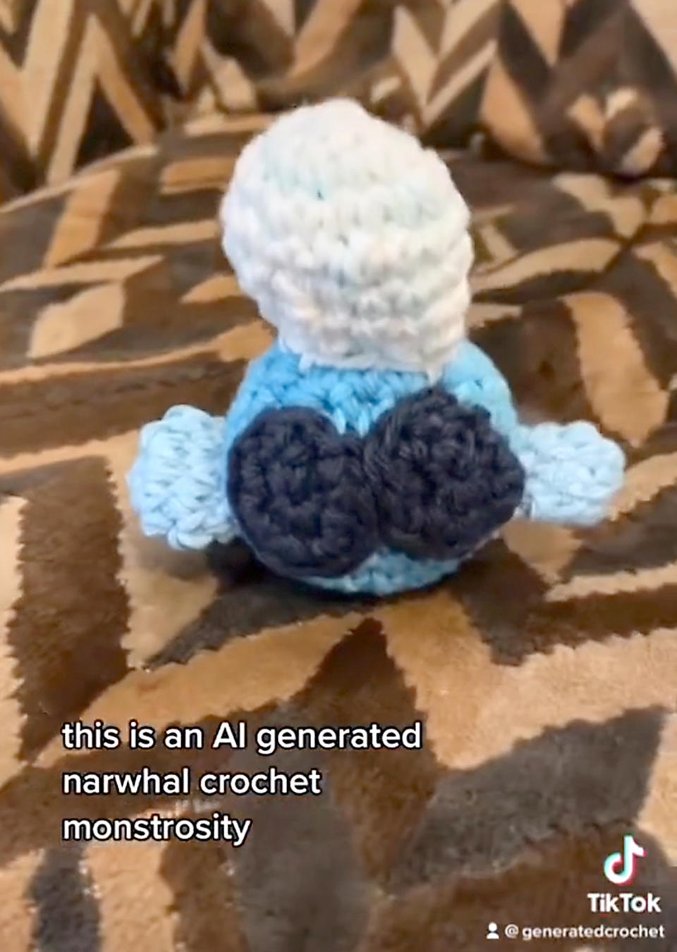 How a chatbot conceives of a crochet narwhal. (@generatedcrochet via TikTok)