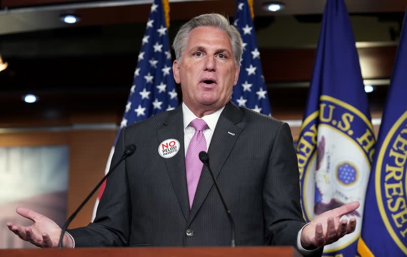 Kevin McCarthy speaks at the U.S. Capitol in Washington