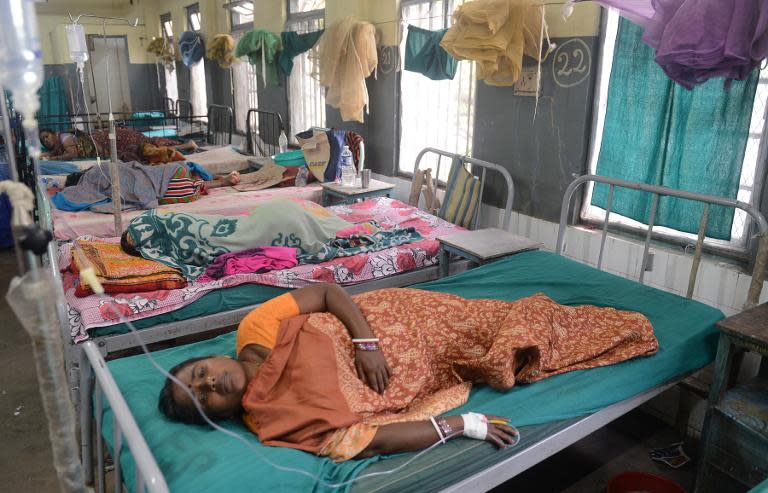 An Indian patient receives treatment at Siliguri Hospital following an earthquake on April 25, 2015