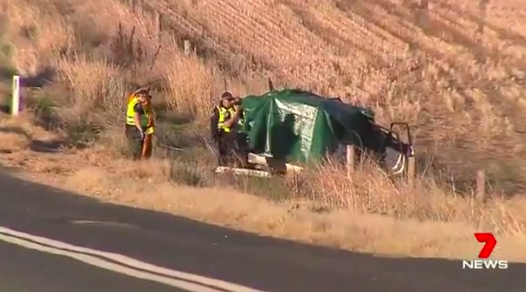 The 4WD rolled off the side of the road. Source: 7 News