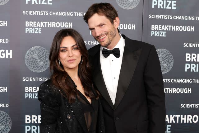 <p>Anna Webber/Getty</p> Mila Kunis and Ashton Kutcher arrive at the Ninth Breakthrough Prize Ceremony at Academy Museum of Motion Pictures on April 15, 2023 in Los Angeles, California.