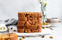 <p>Banana bread has been all the comfort baking rage in 2020, but take it to the next level for gifting by folding in orange zest, dried cherries and pistachios.</p> <p><a href="https://www.thedailymeal.com/best-recipes/cherry-orange-pistachio-bread?referrer=yahoo&category=beauty_food&include_utm=1&utm_medium=referral&utm_source=yahoo&utm_campaign=feed" rel="nofollow noopener" target="_blank" data-ylk="slk:For the Tart Cherry Orange Pistachio Loaf recipe, click here.;elm:context_link;itc:0;sec:content-canvas" class="link ">For the Tart Cherry Orange Pistachio Loaf recipe, click here.</a></p>