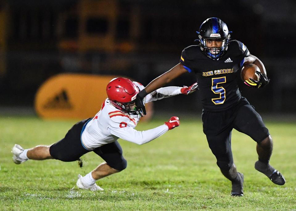 John Carroll Catholic hosts Cardinal Mooney in a Region 3-1S semifinal high school football game, Friday, Nov. 18, 2022, in Fort Pierce.