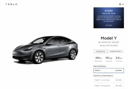 Tesla lanza un nuevo Model Y RWD que califica con el crédito fiscal de EE.UU.