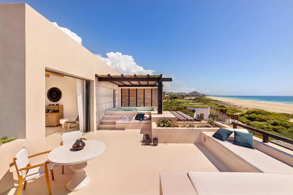 Stunning oceanfront views on a terrace at Rancho Pescadero.