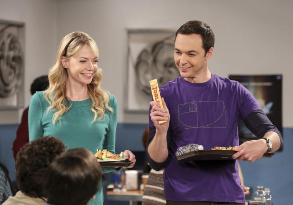 Dr. Ramona Nowitzki (Riki Lindhome) and Sheldon Cooper (Jim Parsons) on “The Big Bang Theory.” WARNER BROS.