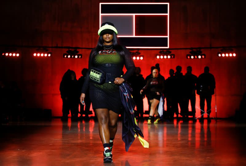 Models present creations during the Tommy Hilfiger 'TOMMYNOW Spring 2020' show during London Fashion Week in London