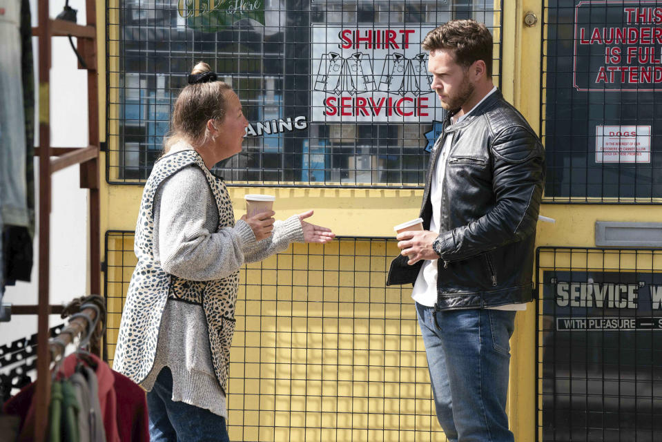 EastEnders,30-10-2023,6793,Karen Taylor (LORRAINE STANLEY);Keanu Taylor (DANNY WALTERS),****EMBARGOED TILL TUESDAY 24TH OCTOBER 2023****, BBC, Jack Barnes/Kieron McCarron